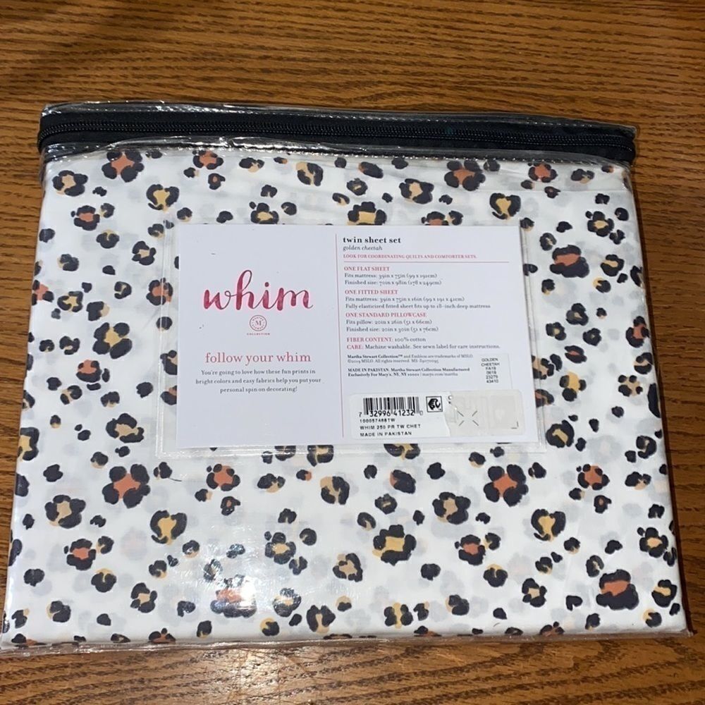 Whim By Martha Stewart leopard print Twin Sheets - Picture 3 of 4